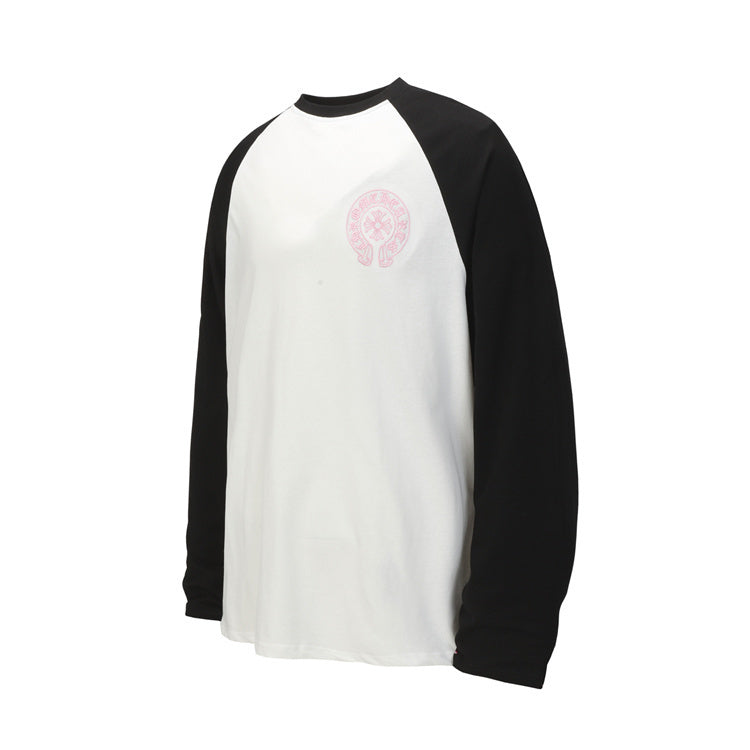 Chrome Hearts Long-Sleeve T-Shirt – Black Raglan: A long-sleeve T-shirt with a light body, black raglan sleeves and a small contrasting chest graphic