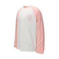 Chrome Hearts Long-Sleeve T-Shirt – Pink Raglan: A long-sleeve T-shirt with a light body, pink raglan sleeves and a small chest graphic