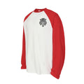 Chrome Hearts Long-Sleeve T-Shirt – Red Raglan: A long-sleeve T-shirt with a white body, red raglan sleeves and a dark chest motif