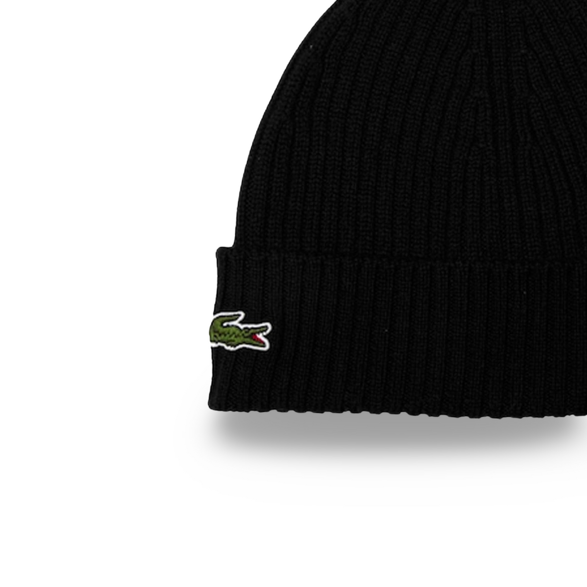 LACOSTE UNISEX RIBBED WOOL BEANIE BLACK