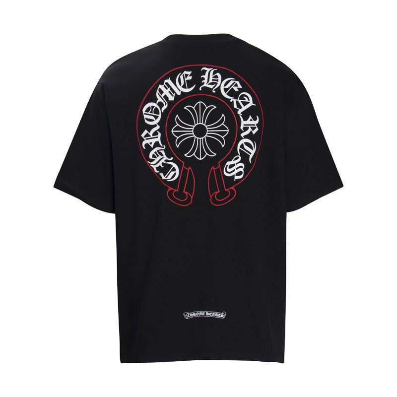 Chrome Hearts Graphic T-Shirt – Black: A black short-sleeve T-shirt with a large circular graphic on the back