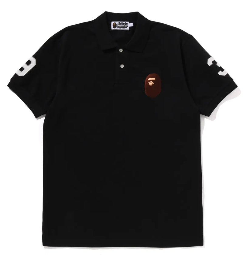 BAPE Polo Shirt: A short-sleeve polo with a button placket, chest emblem and contrasting sleeve details
