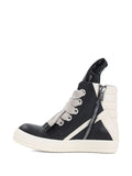 Rick Owens Geobasket Sneakers: High-top sneakers with black panels, light-coloured laces and a contrasting padded ankle section