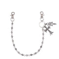 Chrome Hearts Wallet Chain: A silver-tone wallet chain with clasp fastenings, decorative links and a cross-shaped detail