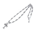 Chrome Hearts Cross Pendant Chain: A silver-tone chain with a cross-shaped pendant and decorative links