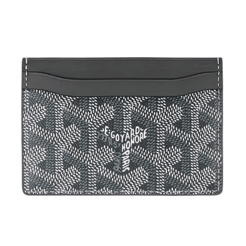 Goyard Card Holder: A compact card holder with a repeating pattern and contrasting trim
