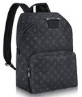 Louis Vuitton Monogram Backpack: A dark monogram backpack with a top handle, shoulder straps and a front zip compartment