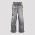 Acne Studios Printed Jeans: Washed grey jeans with printed detailing and a wide-leg shape
