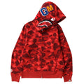 BAPE Shark Camo Hoodie: A camouflage zip-up hoodie with a shark graphic on the hood and contrasting lettering