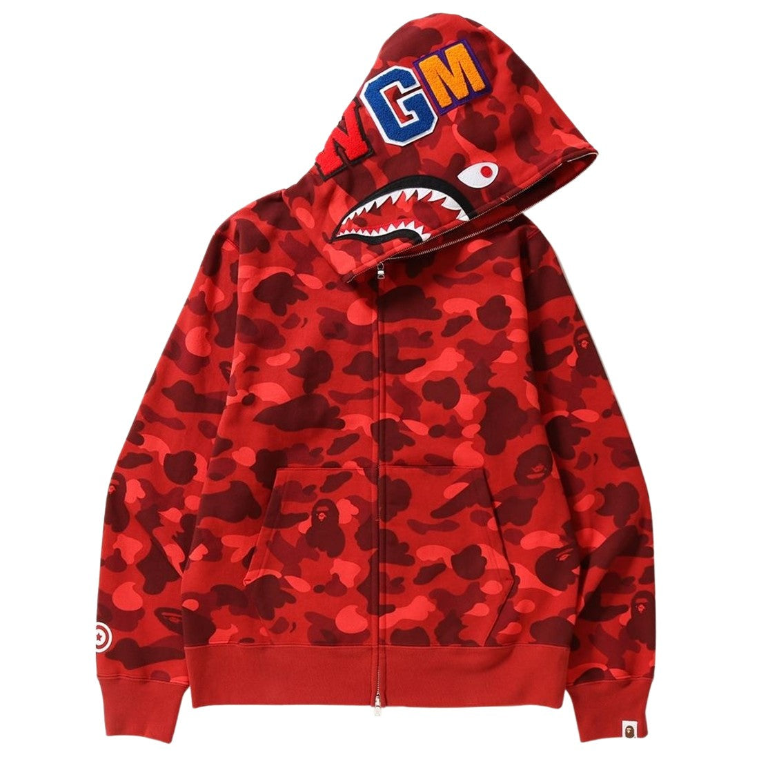 BAPE Shark Camo Hoodie: A camouflage zip-up hoodie with a shark graphic on the hood and contrasting lettering