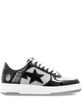 BAPE STA Sneakers – Black & White: Black-and-white low-top sneakers with a star-shaped side panel and white laces