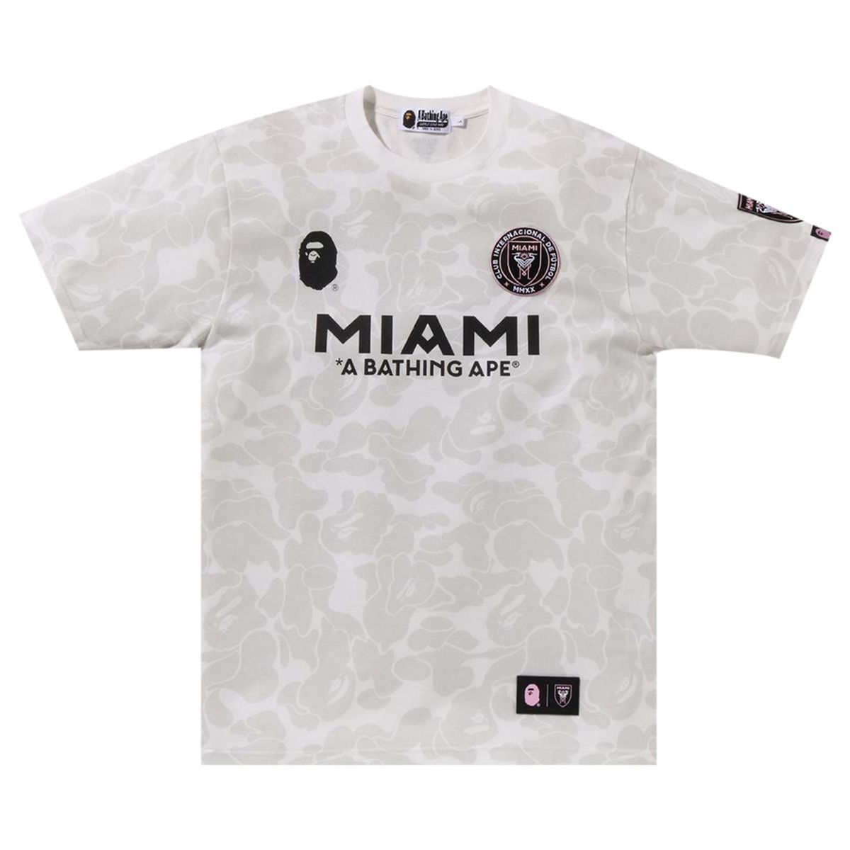 BAPE Football T-Shirt: A short-sleeve football-inspired T-shirt with Miami lettering, chest graphics and an all-over pattern
