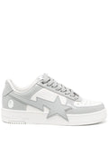 BAPE STA Sneakers – White: White low-top sneakers with a prominent star-shaped side panel, lace-up front and contrasting panel textures